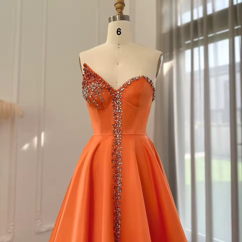 Elegant Couture Gown with Crystal Detailing