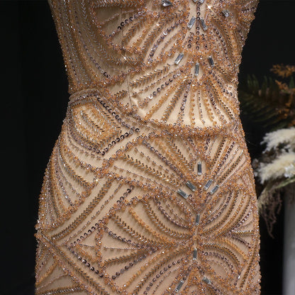 Art Deco Beaded Tulle Evening Dress