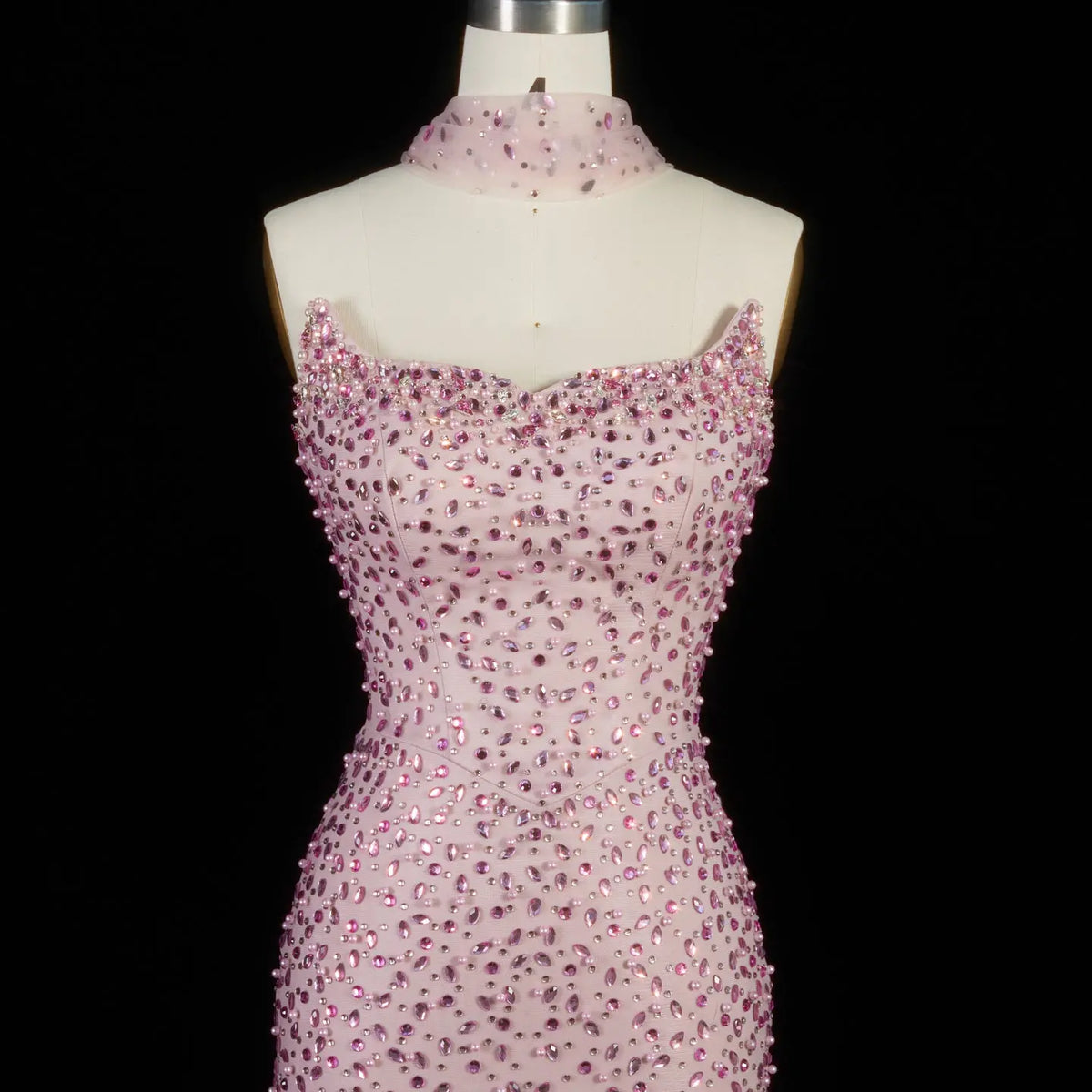 Glamorous Blush Pink Form-Fitting Dress with Two Cape Styles