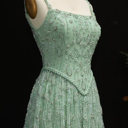 Fully Embroidered Evening Gown with Luxurious Beading and Sparkling Finish – Lace-Up Back Design