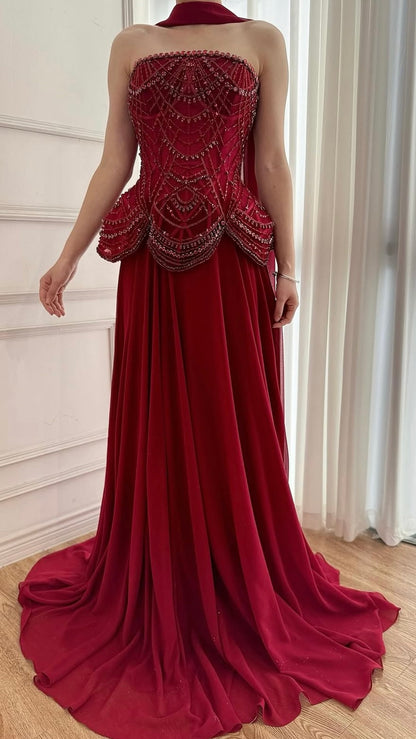 “Regal Glow” Embellished Corset Evening Gown