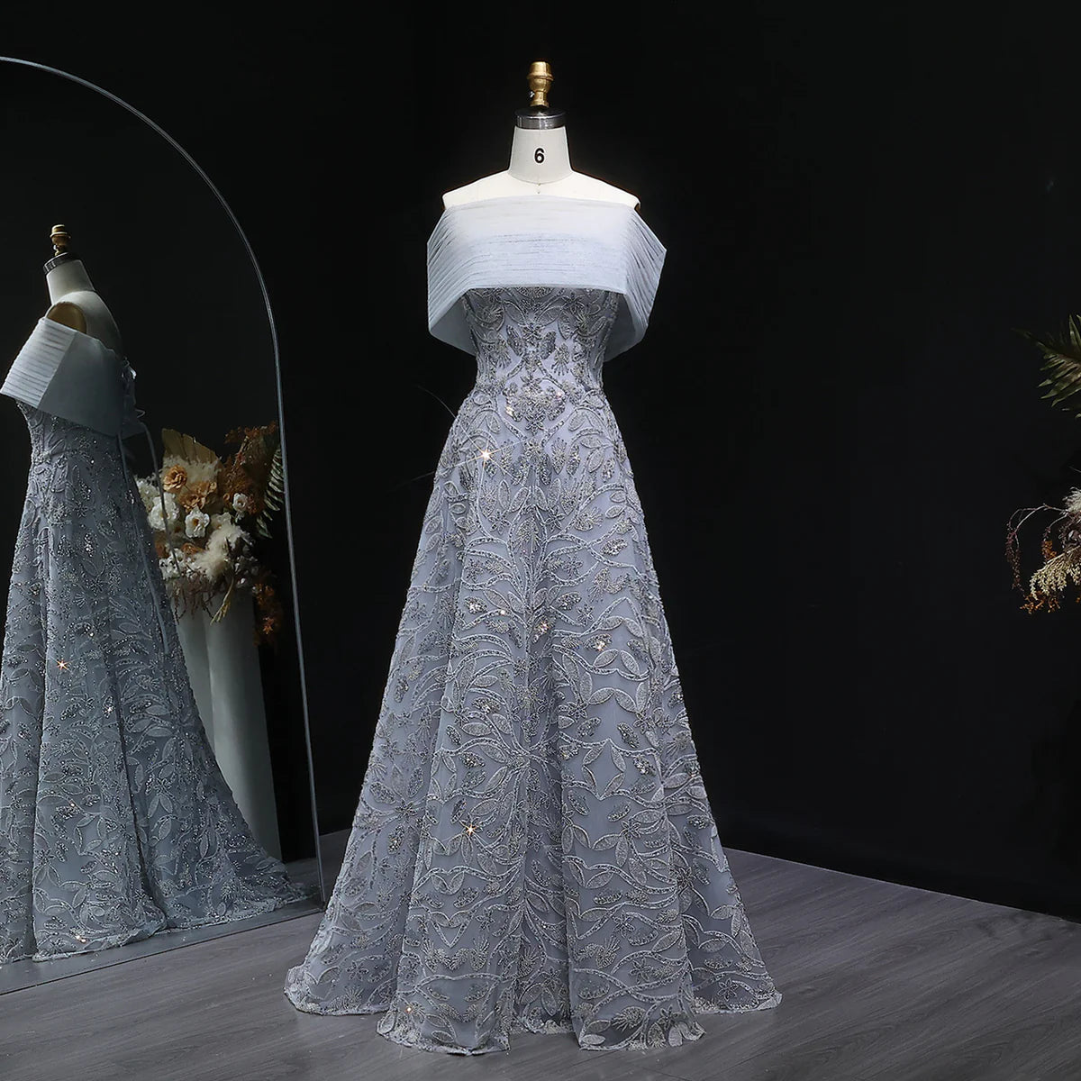 Couture Beaded Foliage Evening Gown