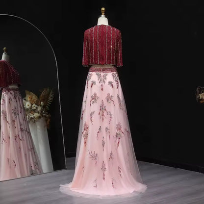 Two-Piece Hand-Embroidered Beaded Lehenga Gown