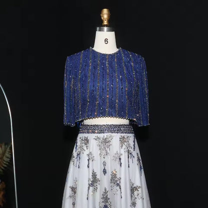 Two-Piece Hand-Embroidered Beaded Lehenga Gown