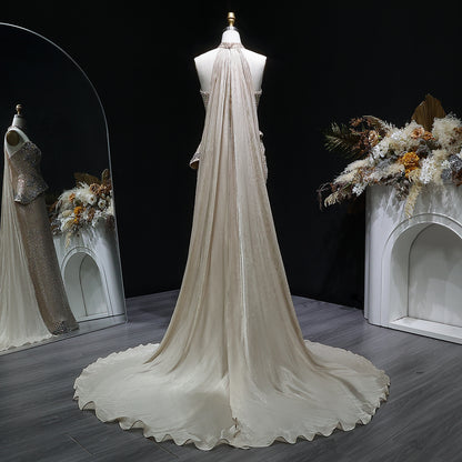 Luxury Silver Crystal Mermaid Evening Dress With Asymmetric Peplum