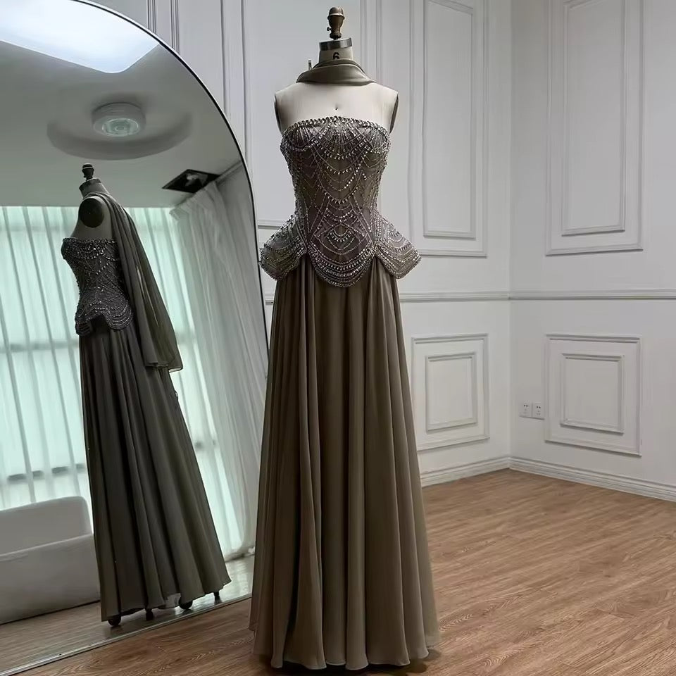 “Regal Glow” Embellished Corset Evening Gown