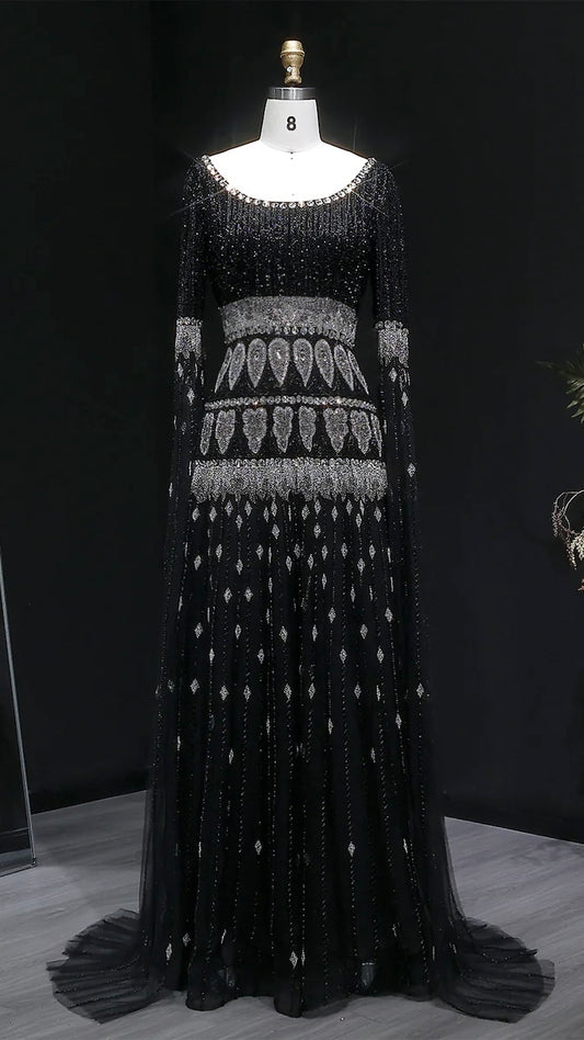 Ornate Crystal-Embellished Maxi Gown