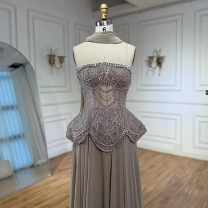 “Regal Glow” Embellished Corset Evening Gown