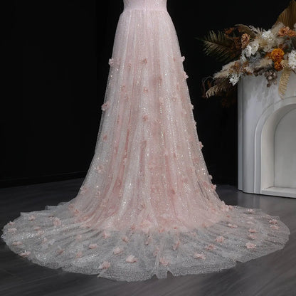 Sparkling 3D Floral Appliqué Beaded Tulle Mermaid Dress