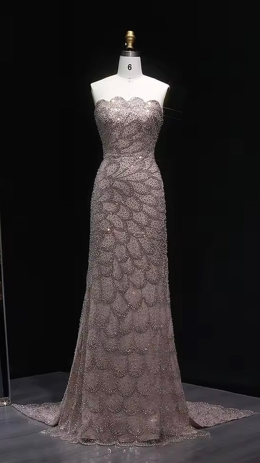 Mermaid Hand-Embroidered Glitter Gown