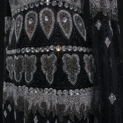Ornate Crystal-Embellished Maxi Gown