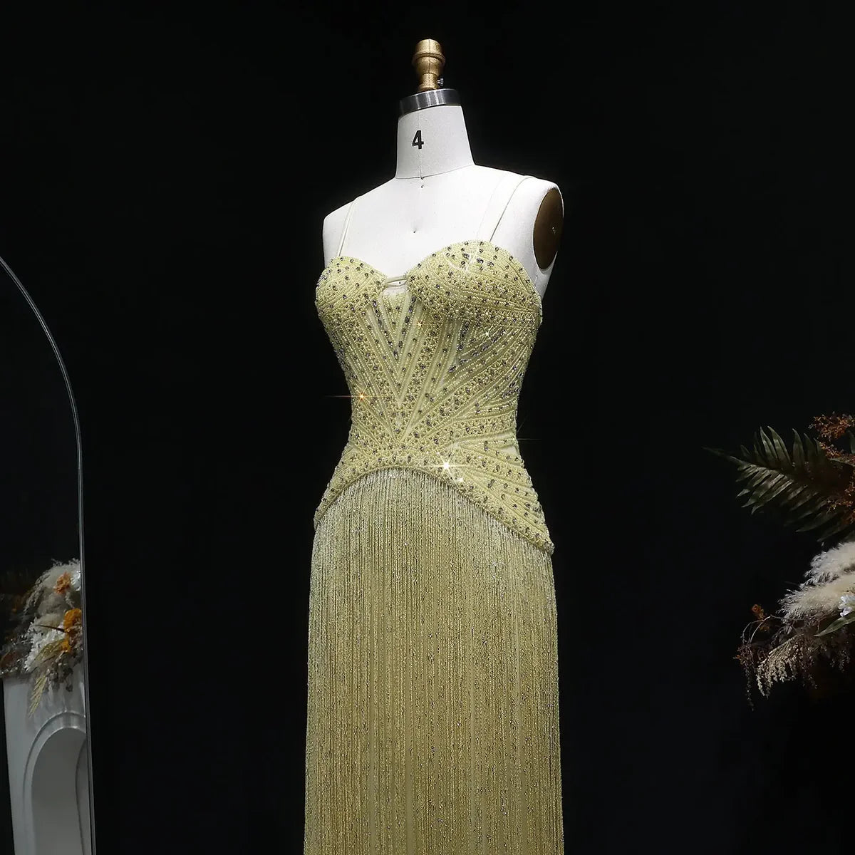 Glamorous Fully Beaded Bodycon Fringe Dress with Art Deco Patterns