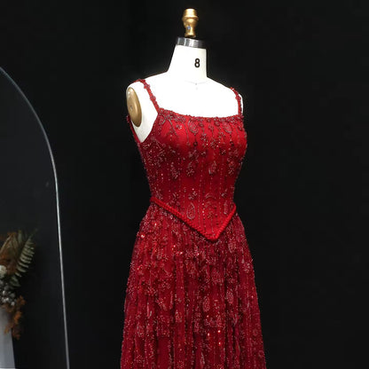 Fully Embroidered Evening Gown with Luxurious Beading and Sparkling Finish – Lace-Up Back Design