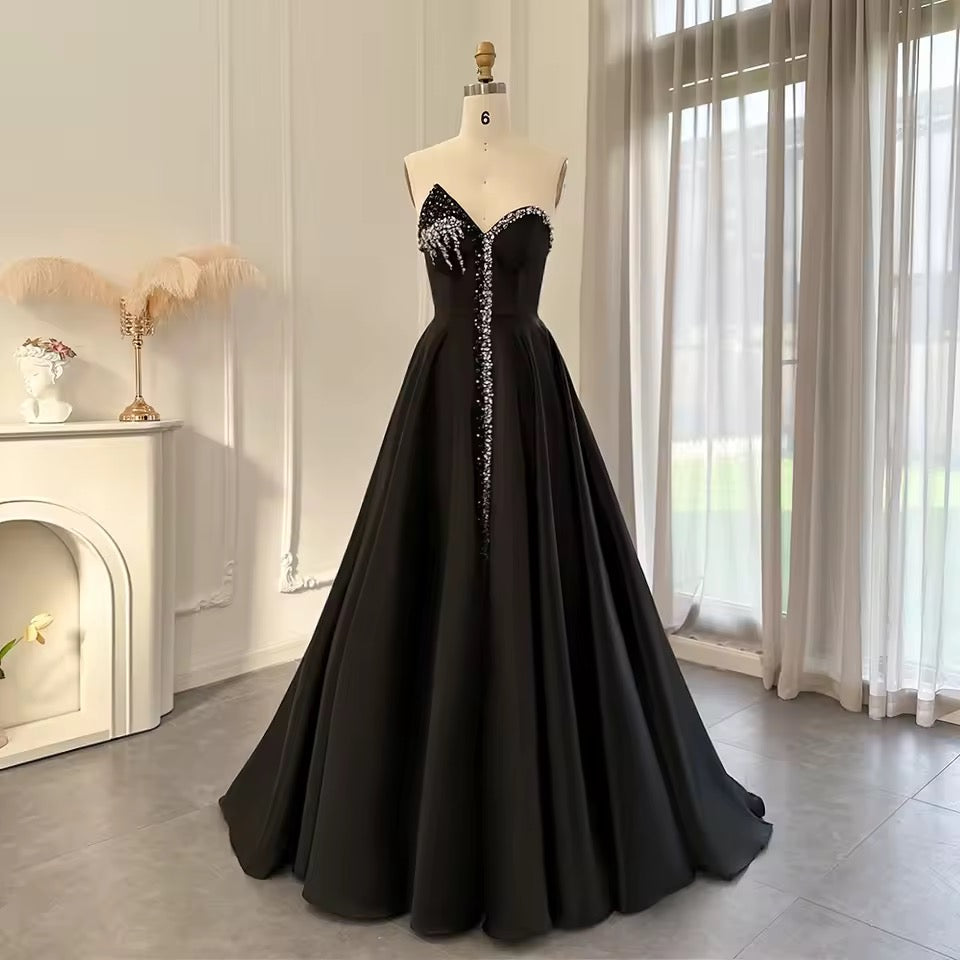 Elegant Couture Gown with Crystal Detailing
