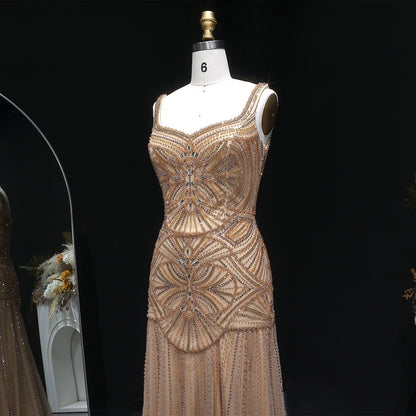 Art Deco Beaded Tulle Evening Dress