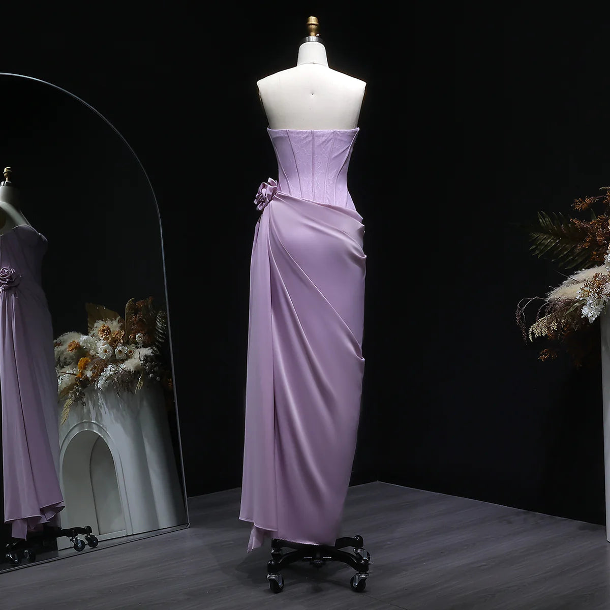 3D Floral Corset Draped Gown