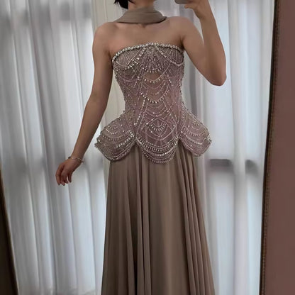 “Regal Glow” Embellished Corset Evening Gown