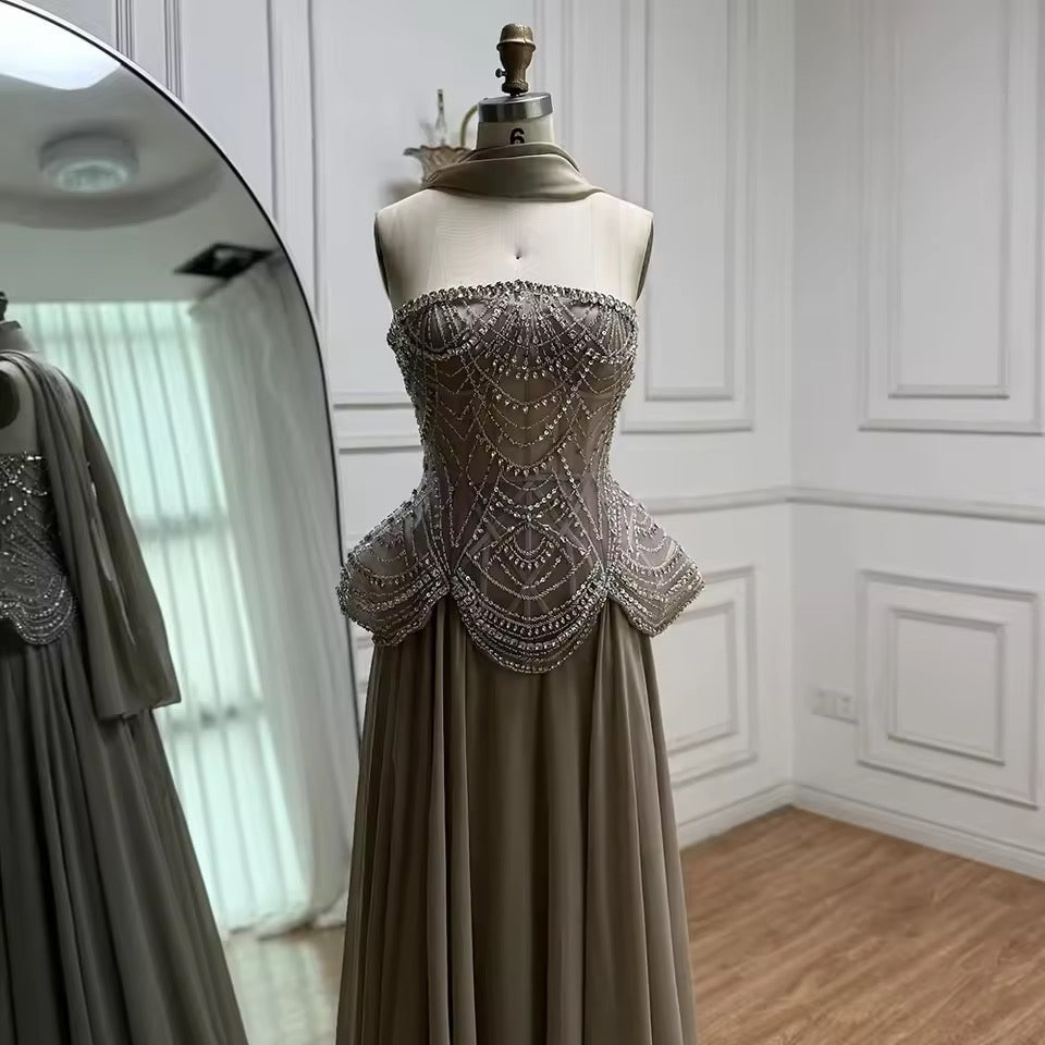 “Regal Glow” Embellished Corset Evening Gown