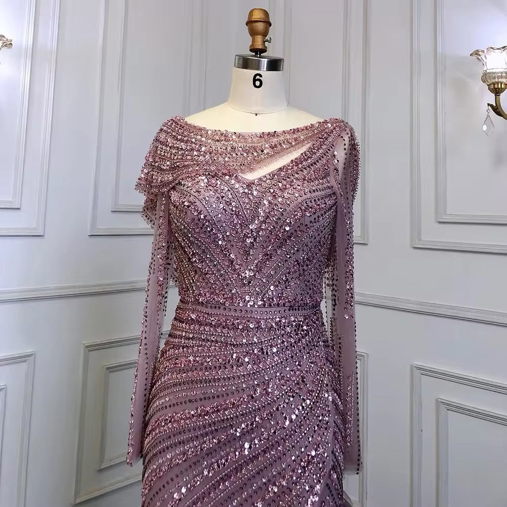 Luxury Crystal Pearls Mermaid Dress