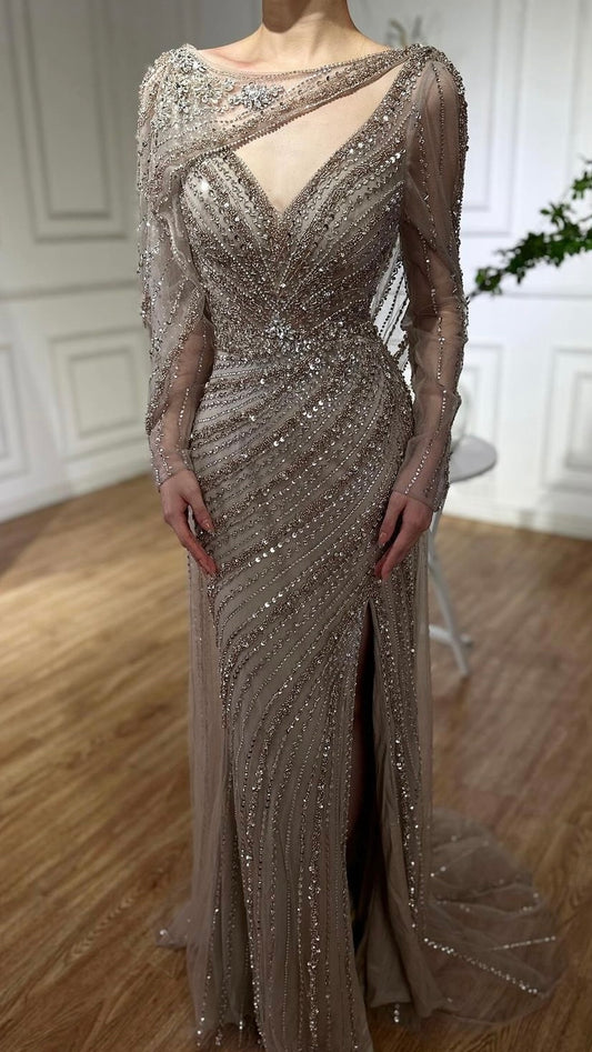 Brown Luxury Mermaid Evening Dress