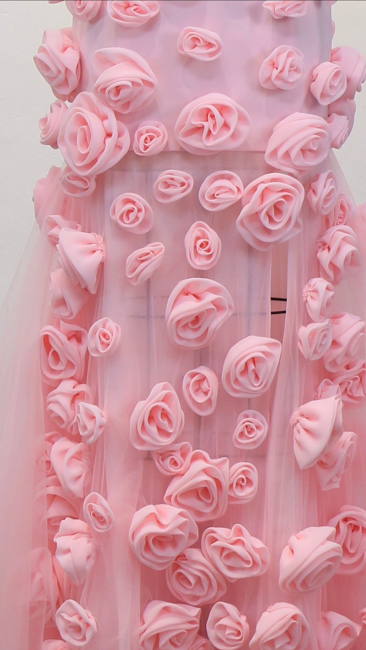 Baby Pink 3D Flowers Evening Dress