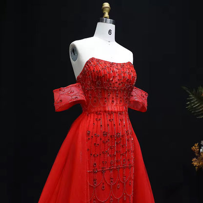Luxury Evening Dress with Detachable Skirt