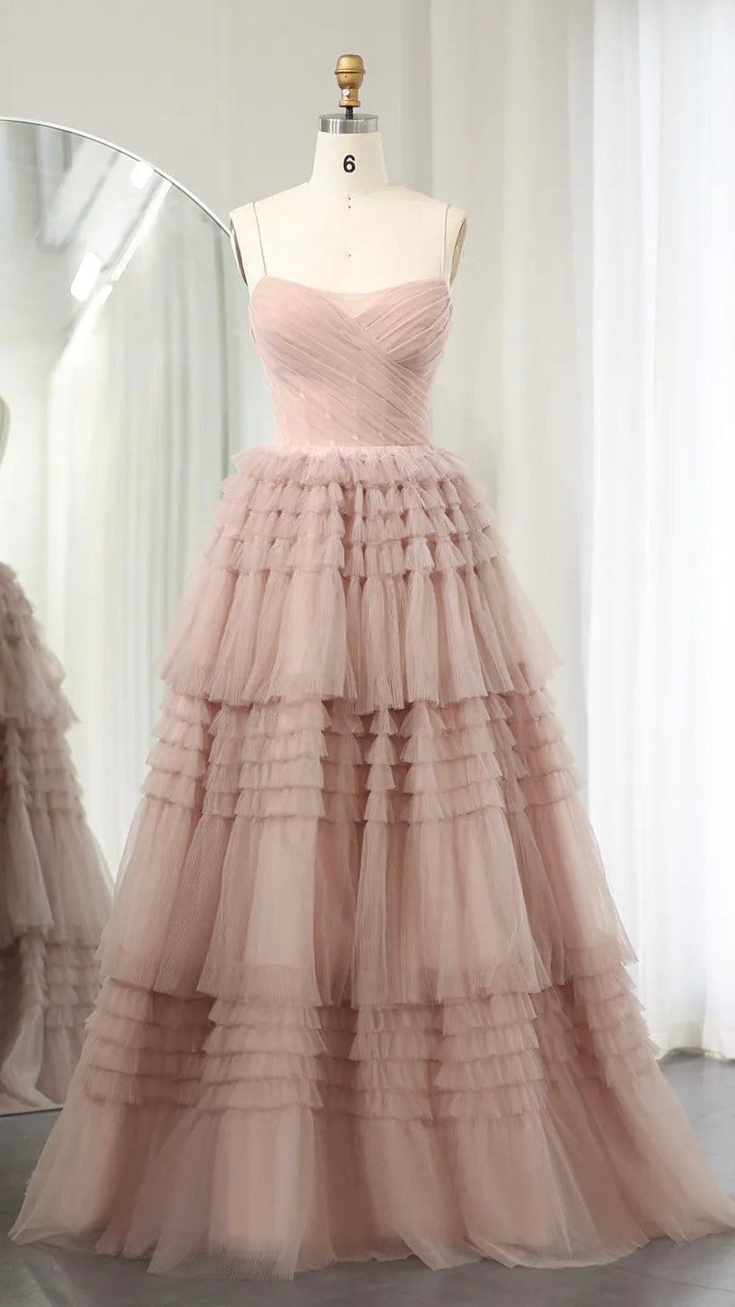 pink Frill-Layered Fluffy Dress