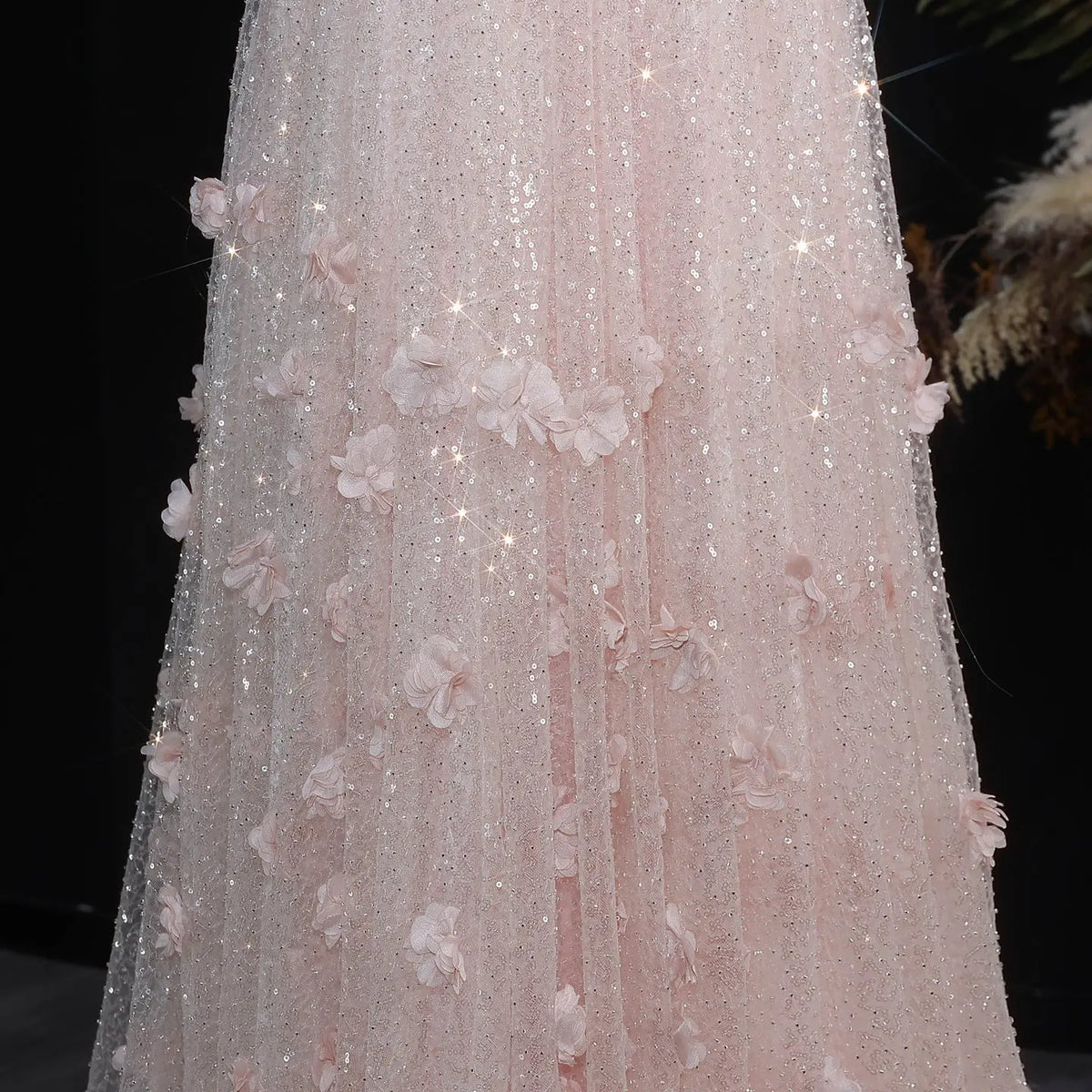 Sparkling 3D Floral Appliqué Beaded Tulle Mermaid Dress