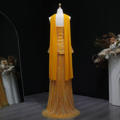 Sunset Gown in Yellowish Orange