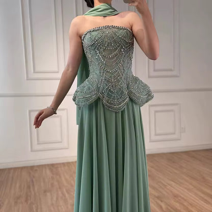 “Regal Glow” Embellished Corset Evening Gown