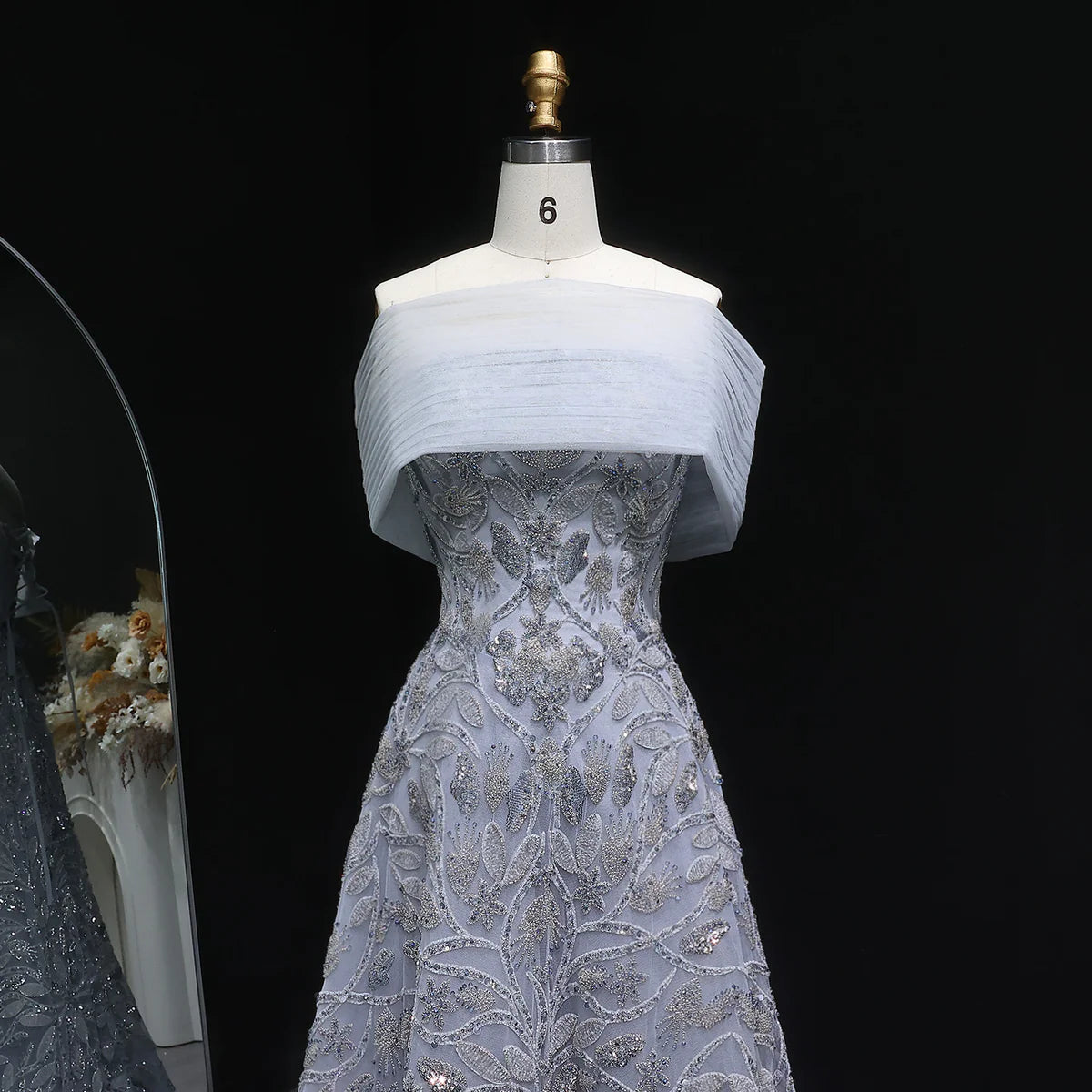 Couture Beaded Foliage Evening Gown