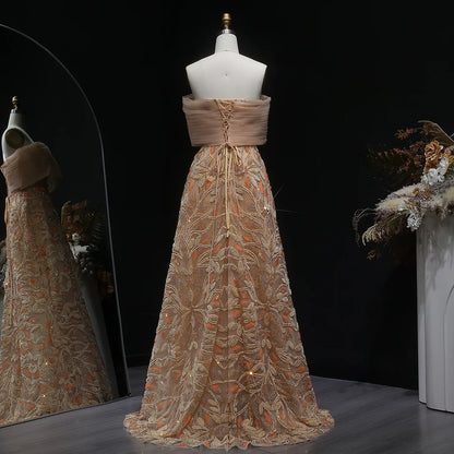 Couture Beaded Foliage Evening Gown