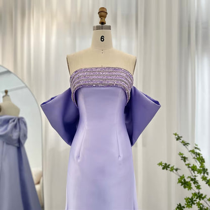 Luxury Evening Dress with Bow Cape Sage