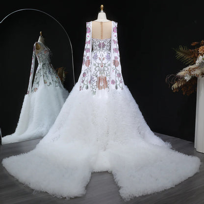 Crystal-Embroidered Couture Gown with Regal Drapes