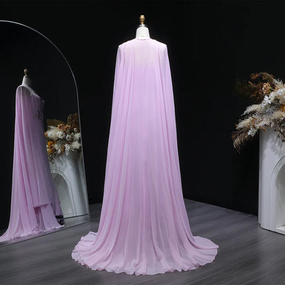 Crystal Petal Ruched Chiffon Gown
