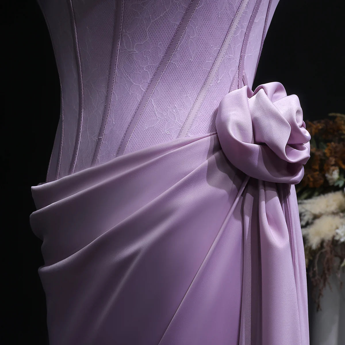 3D Floral Corset Draped Gown