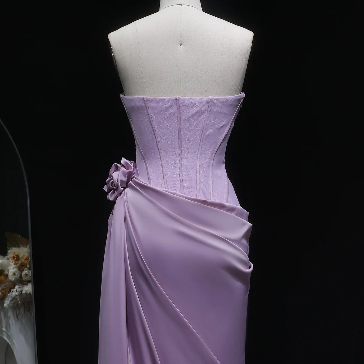 3D Floral Corset Draped Gown