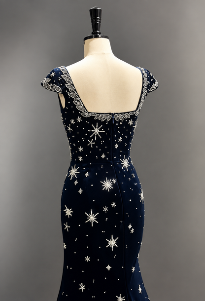 Celestial Midnight Velvet Gown