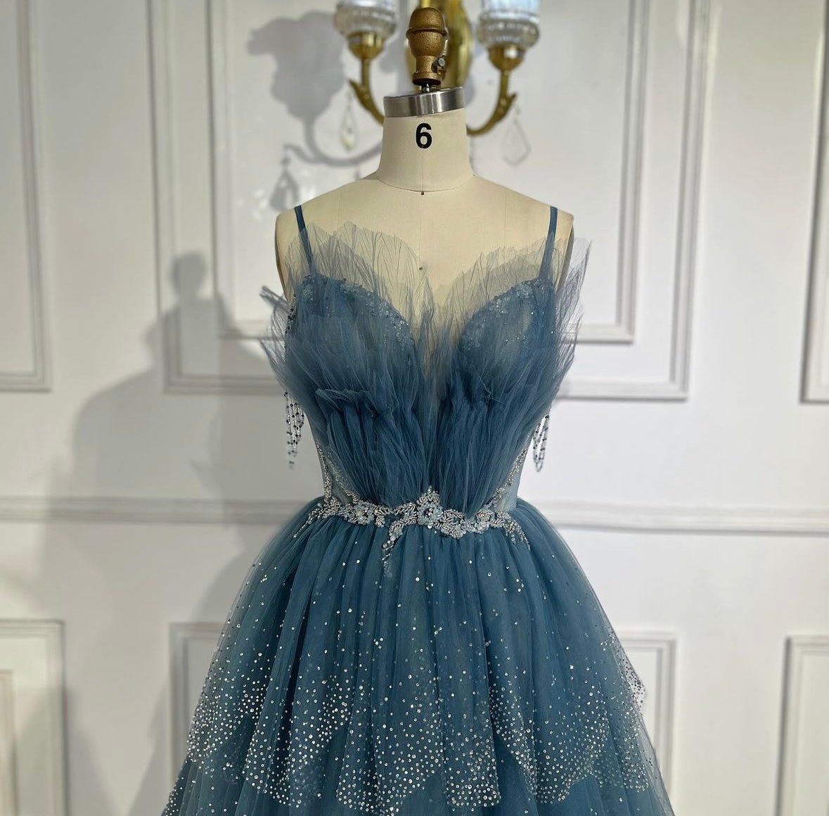 Elegant blue chiffon dress