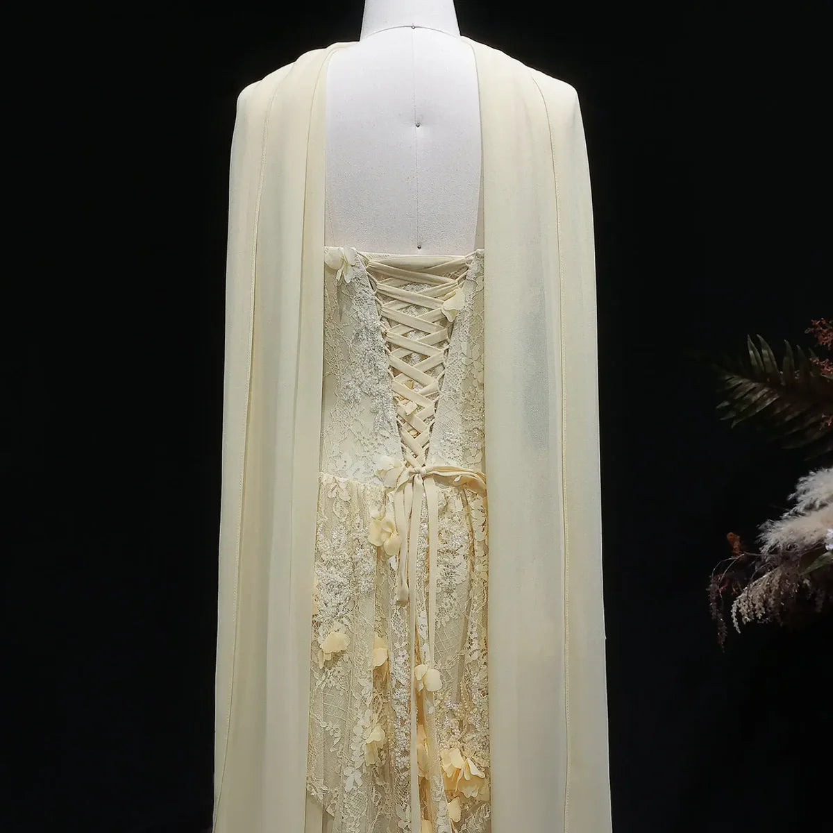 3D Floral Applique Lace Mermaid Gown