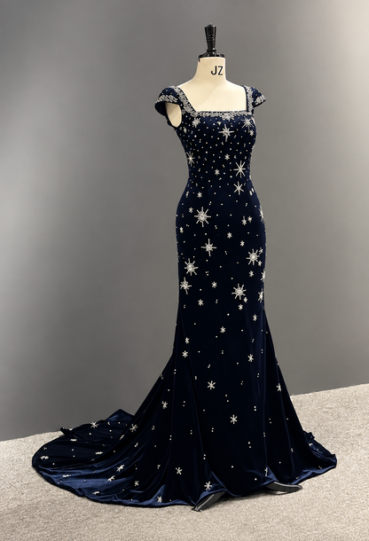 Celestial Midnight Velvet Gown