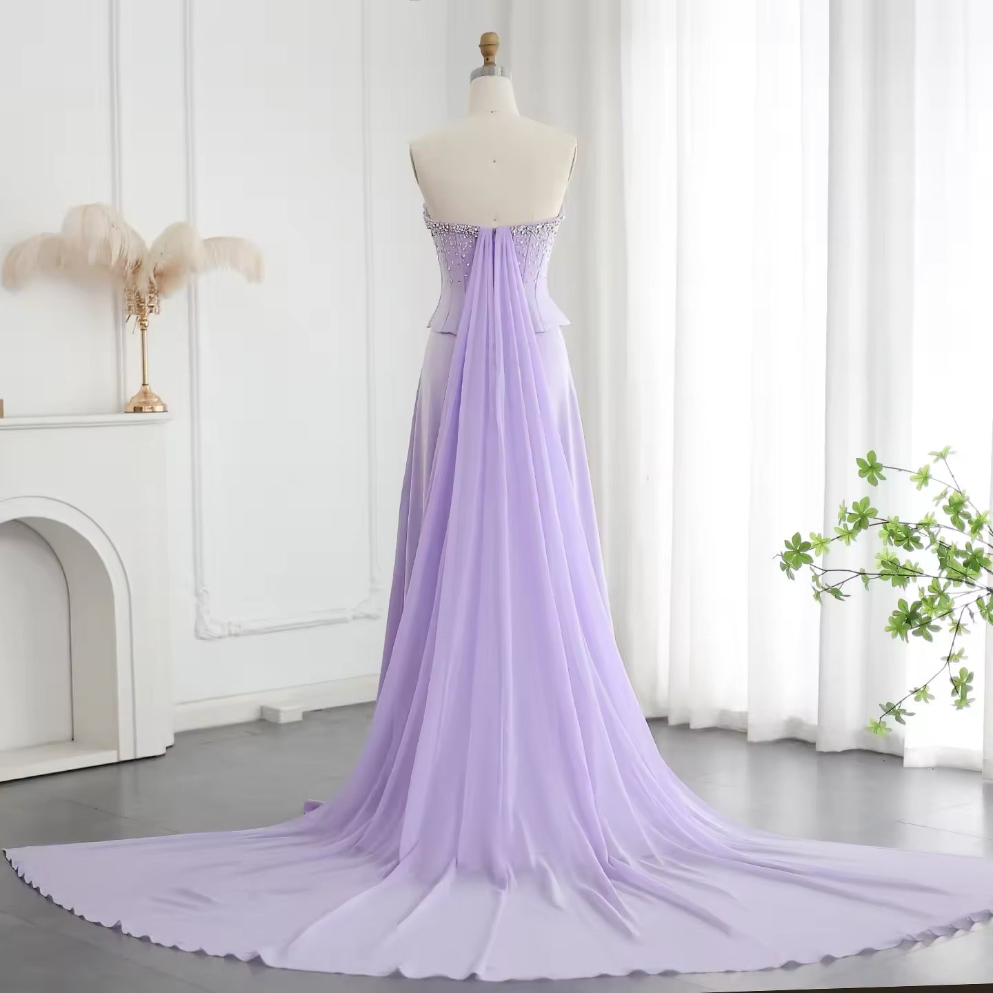 Lavender Grace، Strapless Corset Gown with Sparkling Details