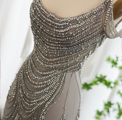 Silver luxury evening dress