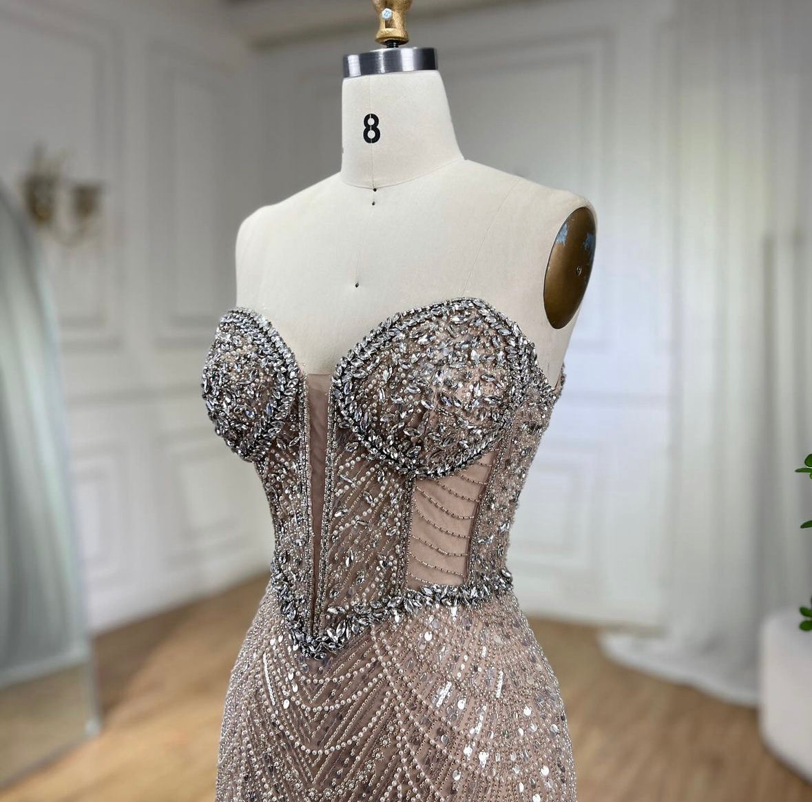 Luxury Dress Nud with Crystals