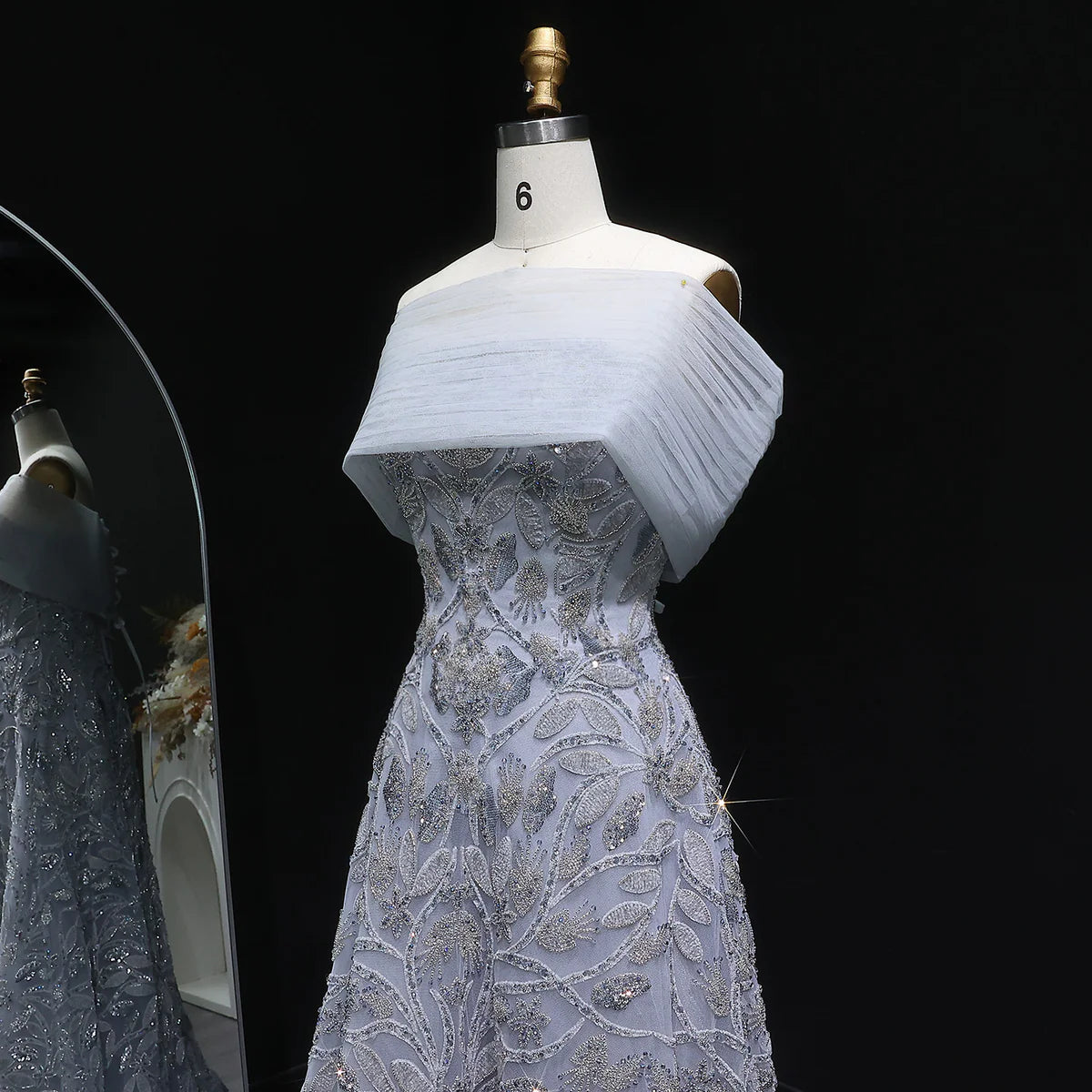 Couture Beaded Foliage Evening Gown