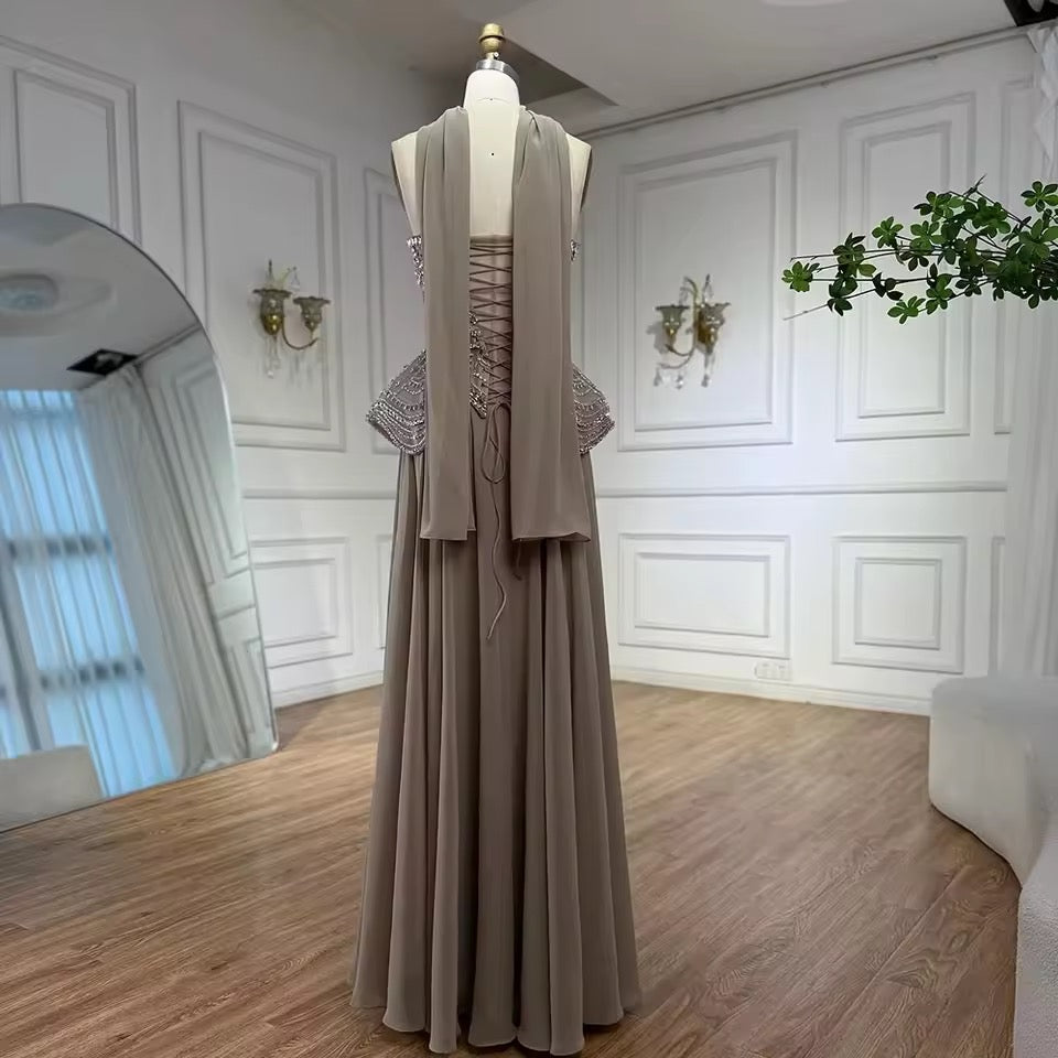 “Regal Glow” Embellished Corset Evening Gown