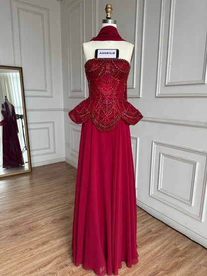 “Regal Glow” Embellished Corset Evening Gown