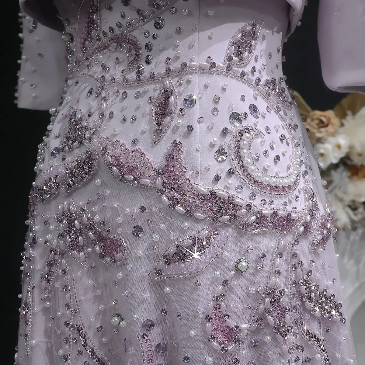 Modest Illusion Mock-Two-Piece Gown with Intricate Hand-Beading