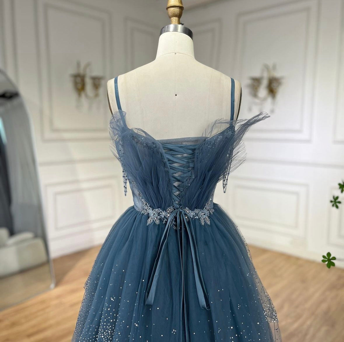 Elegant blue chiffon dress