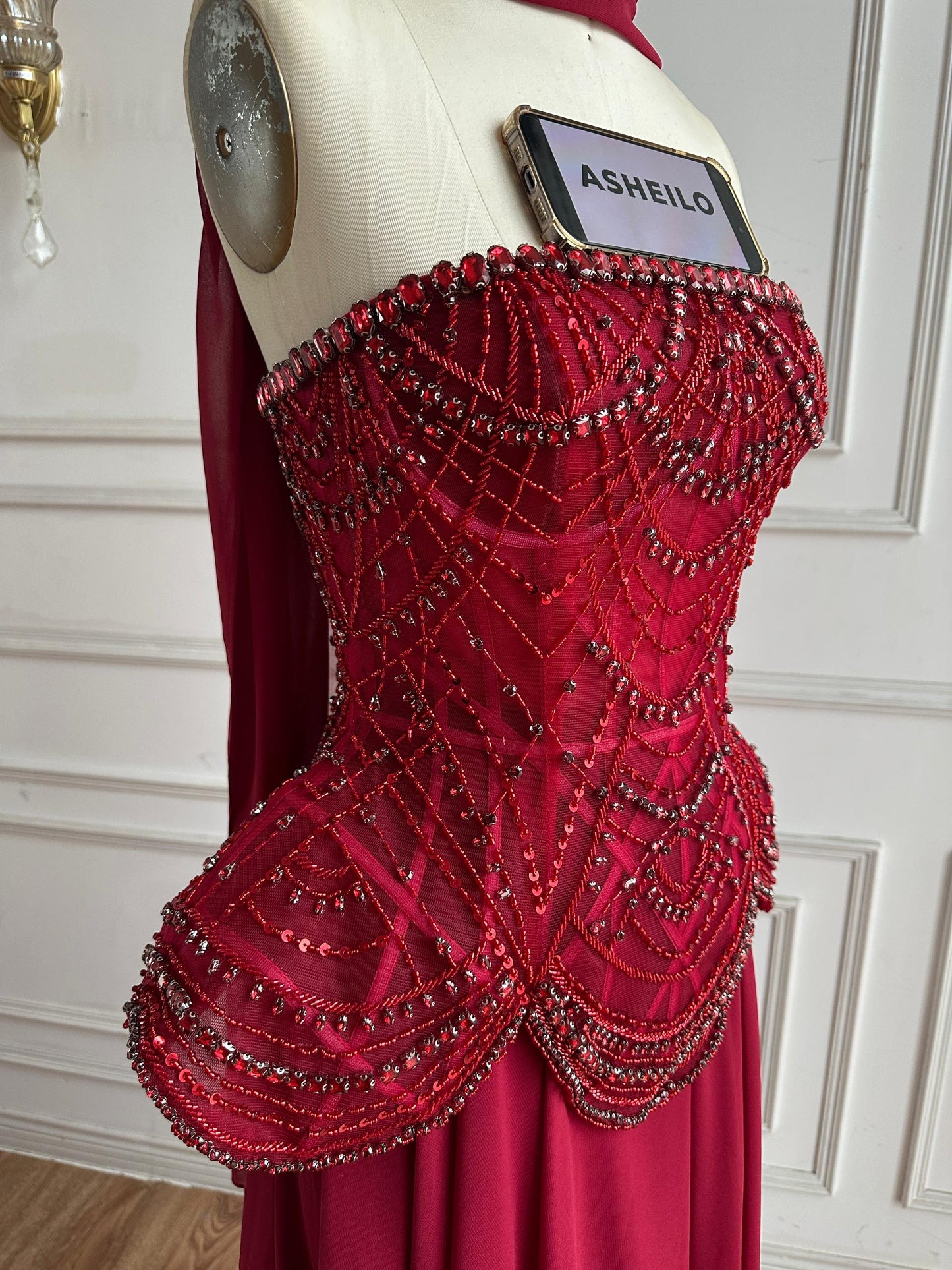 “Regal Glow” Embellished Corset Evening Gown